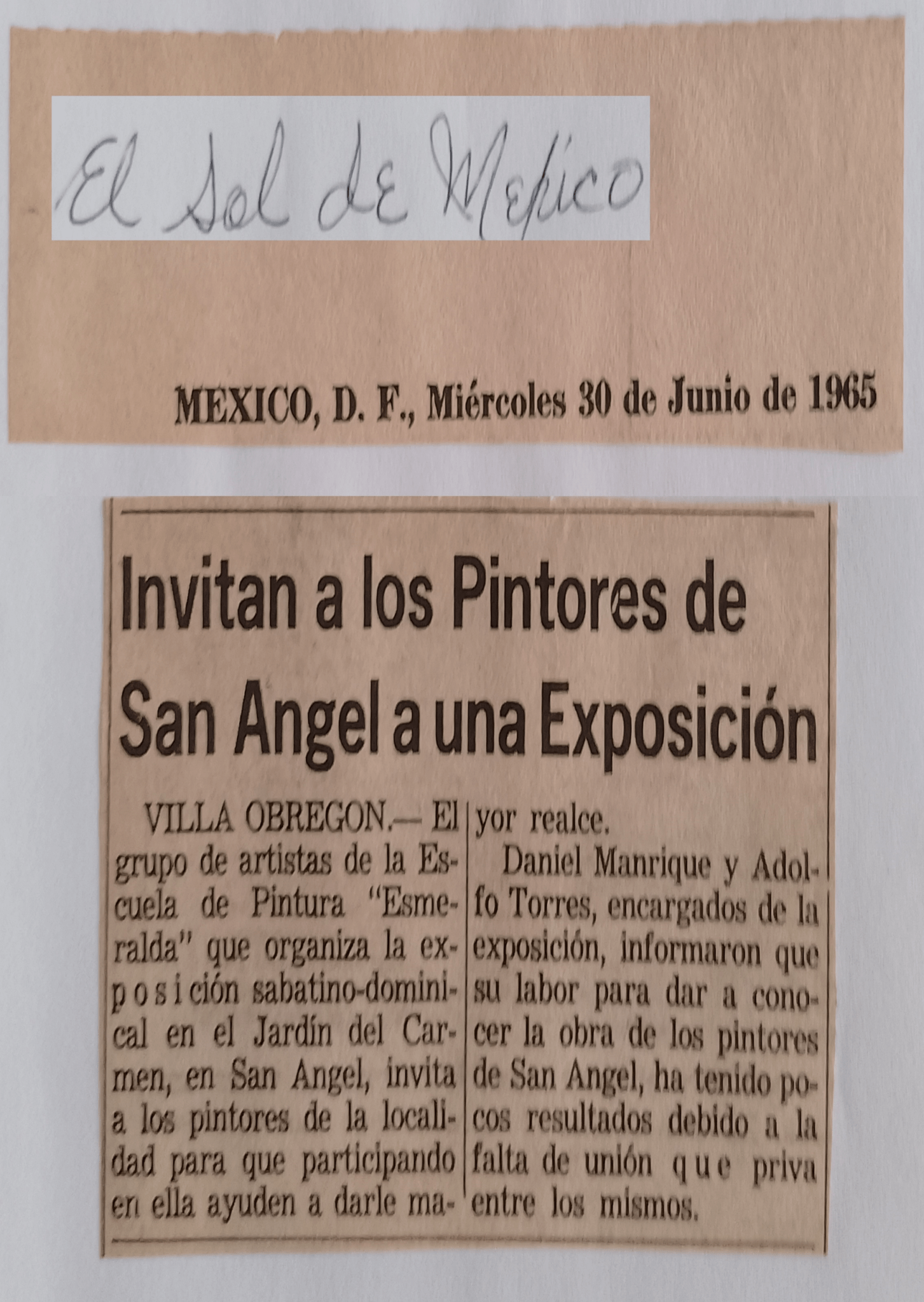 1965 Junio 30 el sol de mexico Expo San Angel (2)